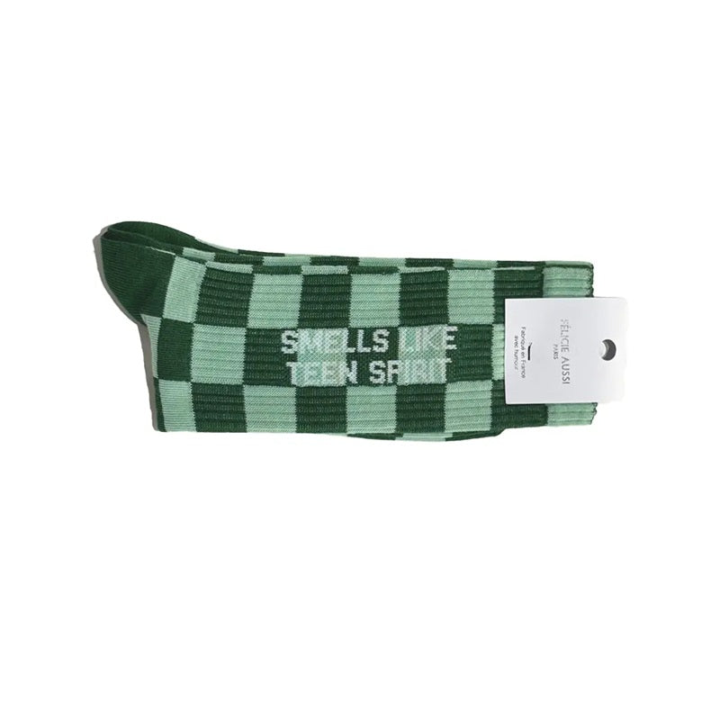 Félicie Aussi - Chaussettes - Smells Like Teen Spirit - damier vert 40/45
