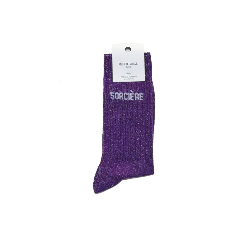Félicie Aussi chaussettes à paillettes Sorcière violette 36-40