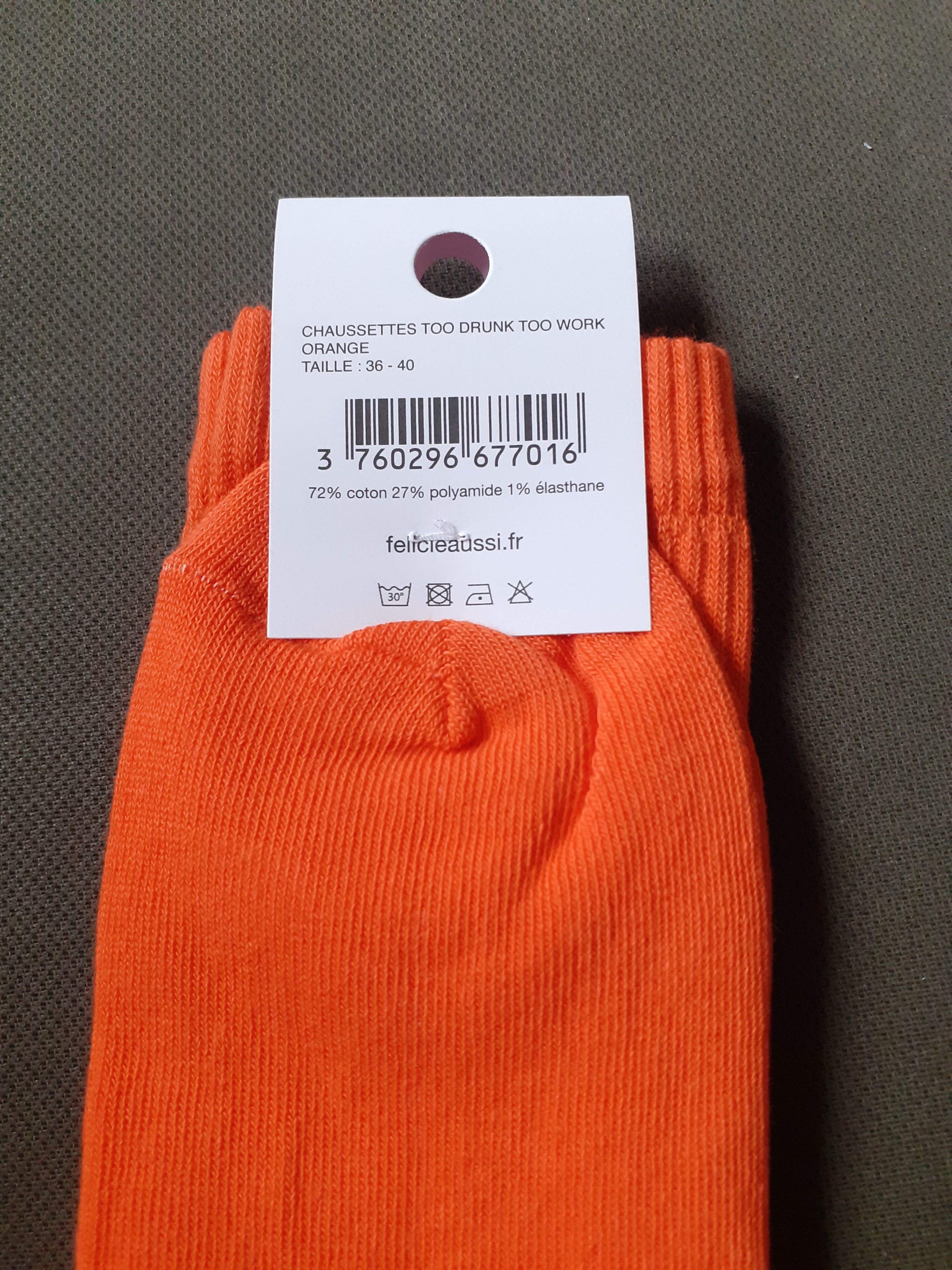 Chaussettes - Too Drunk To Work - orange 36/40