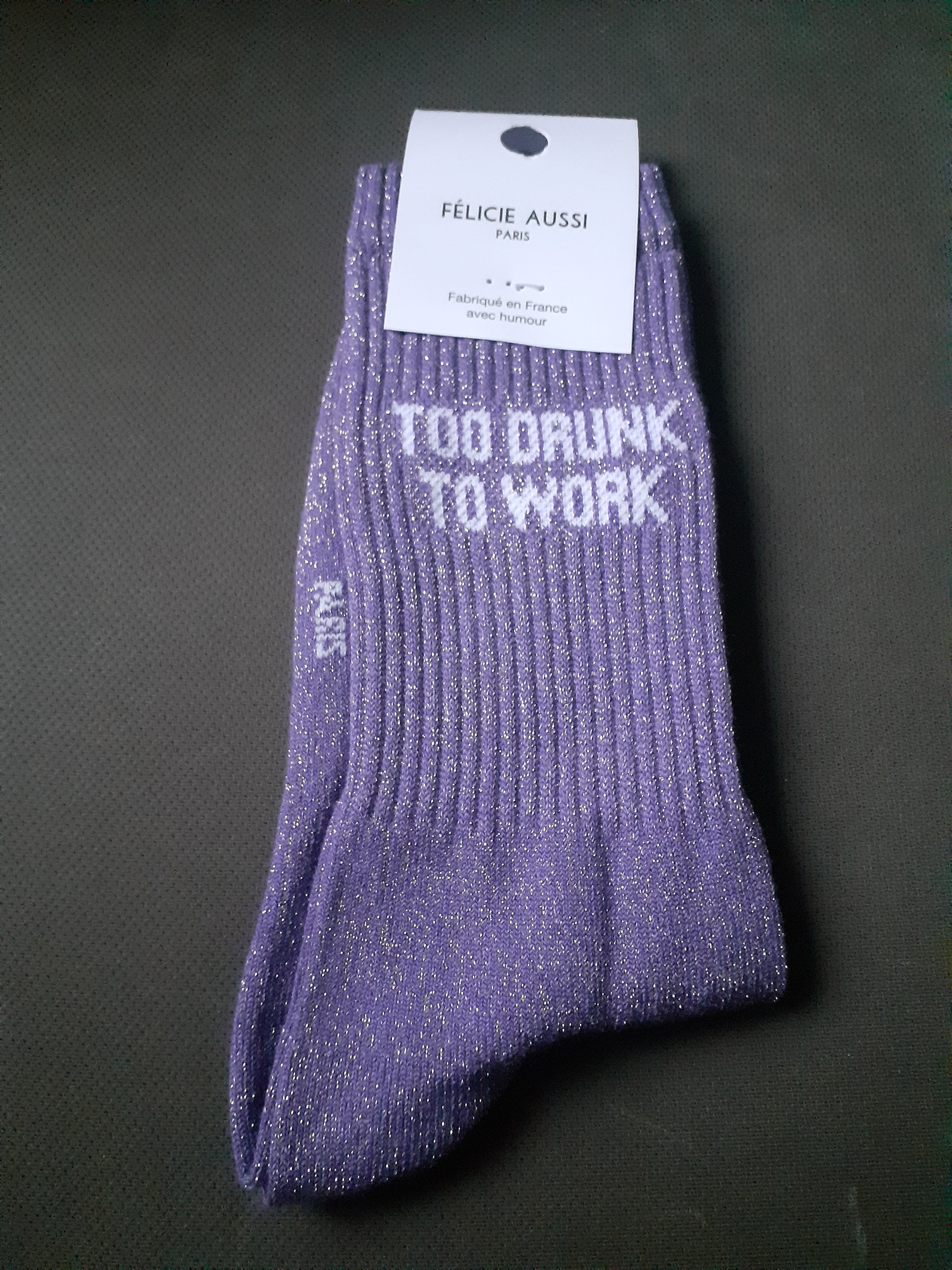 Sequined socks - Too Drunk To Work - purple 36/40