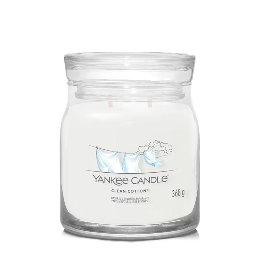 Yankee Candle Clean Cotton 368gr - Medium Signature à 2 mèches