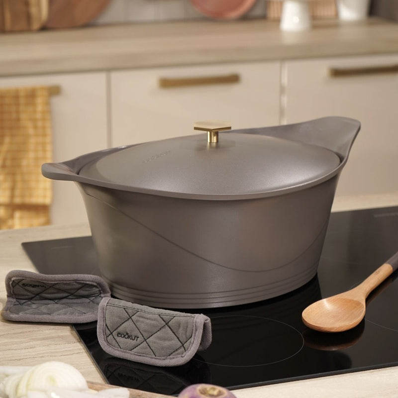 Cookut - L'Incroyable COCOTTE 33cm - Moka (poignée & maniques au choix incluses)