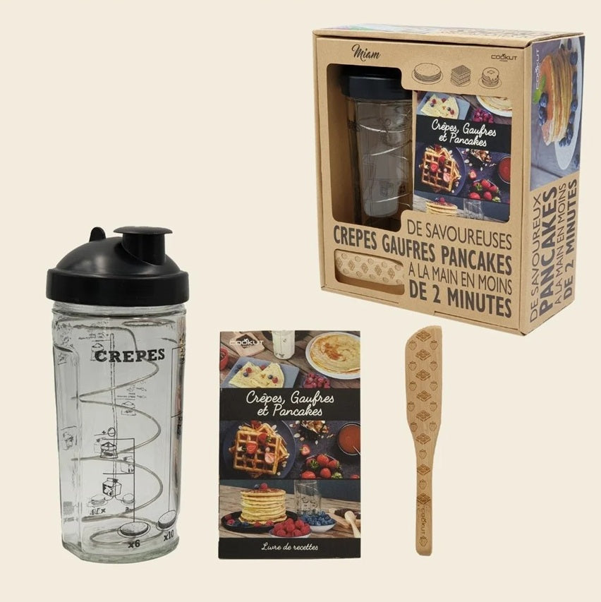 Crêpe, Pancake, Waffle Shaker Set with Spatula & Recipe Booklet