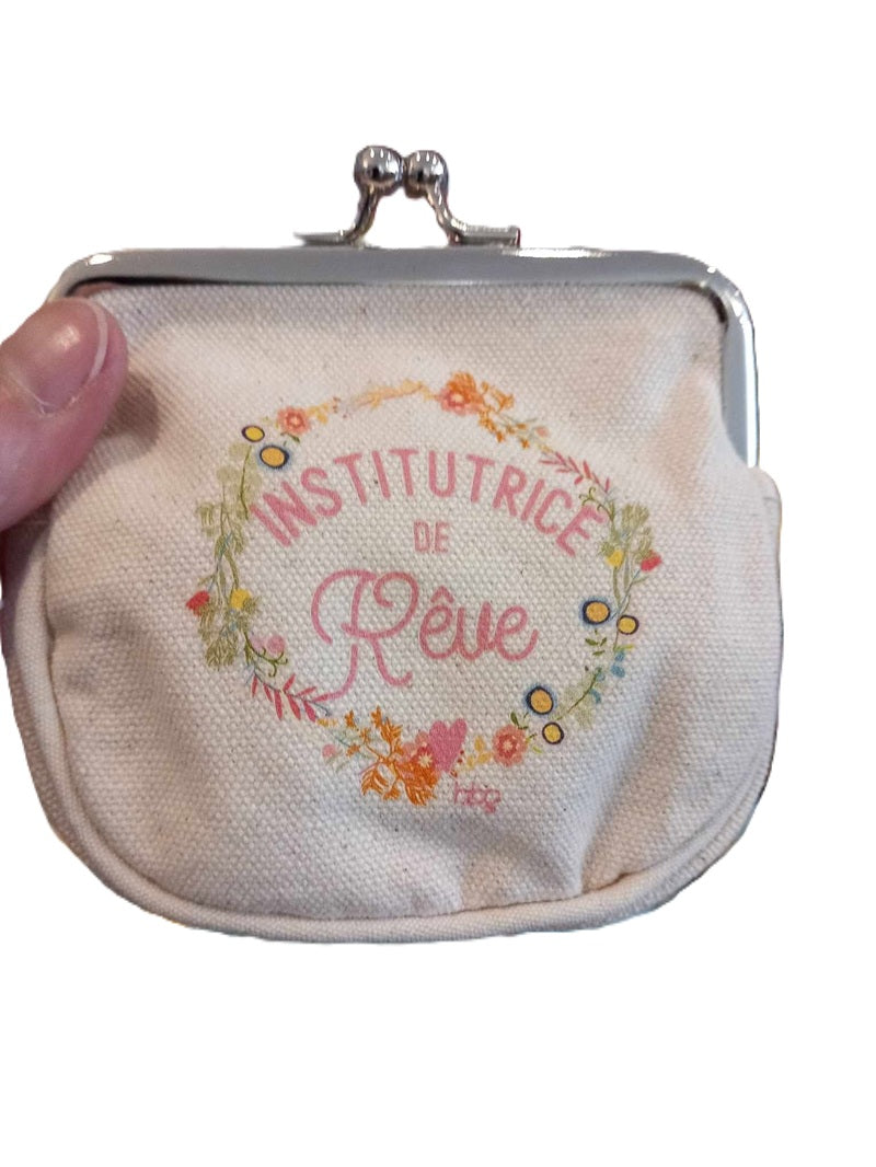 Porte-Monnaie Kisslock en coton - Institutrice de Rêve