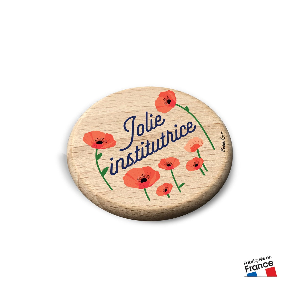 Aimant Hêtre - Jolie Institutrice (coquelicots)