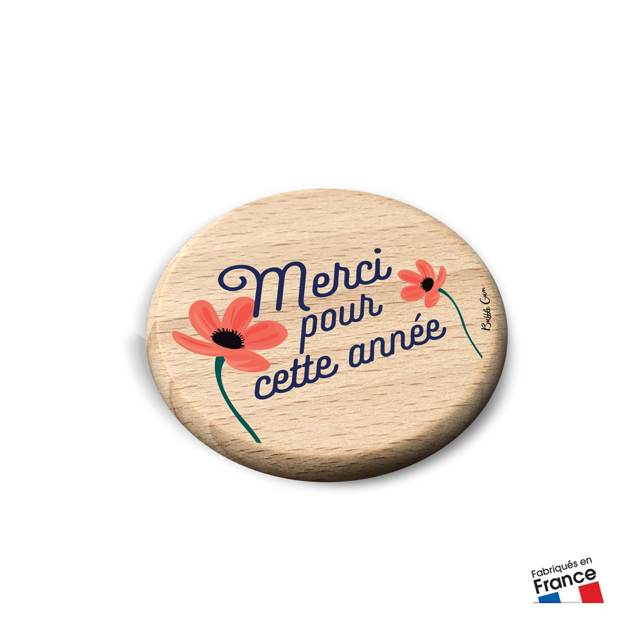 Aimant Hêtre - Merci pour cette année (coquelicots)