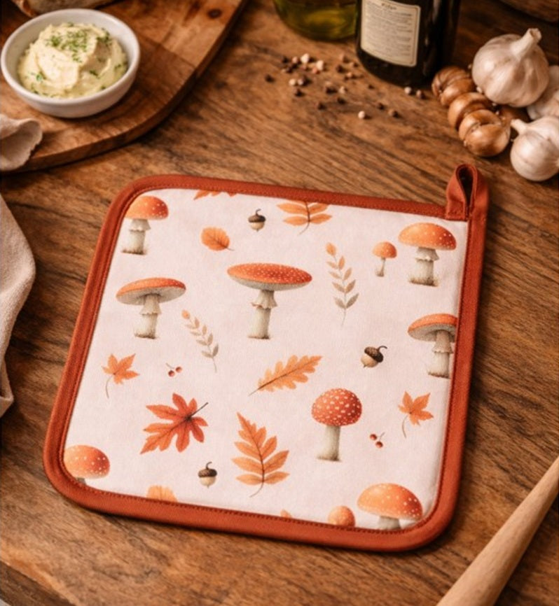 Clayre & Eef manique champignons & feuilles