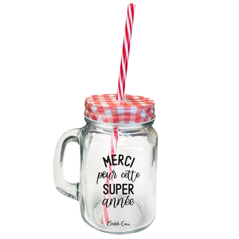 Mug en verre (mason jar) - Merci pour cette super année