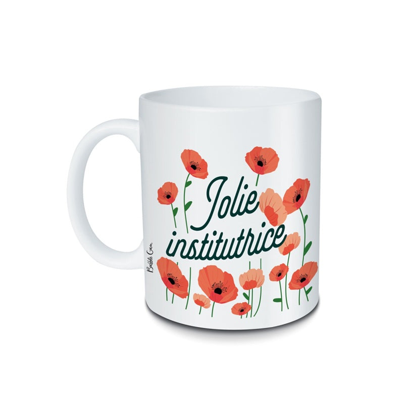 Mug 300ml – Jolie Institutrice (coquelicots)