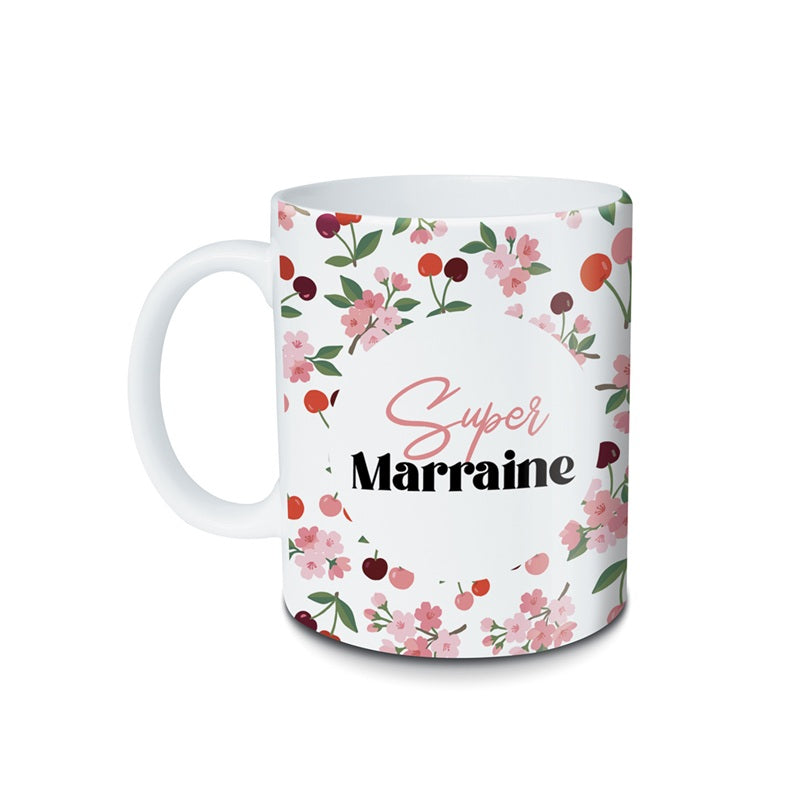 Mug 300ml – Super Marraine (cerises)