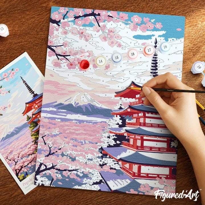 Peinture par numéros Coffret Pagode du Mont Fuji