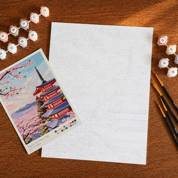 Peinture par numéros Coffret Pagode du Mont Fuji