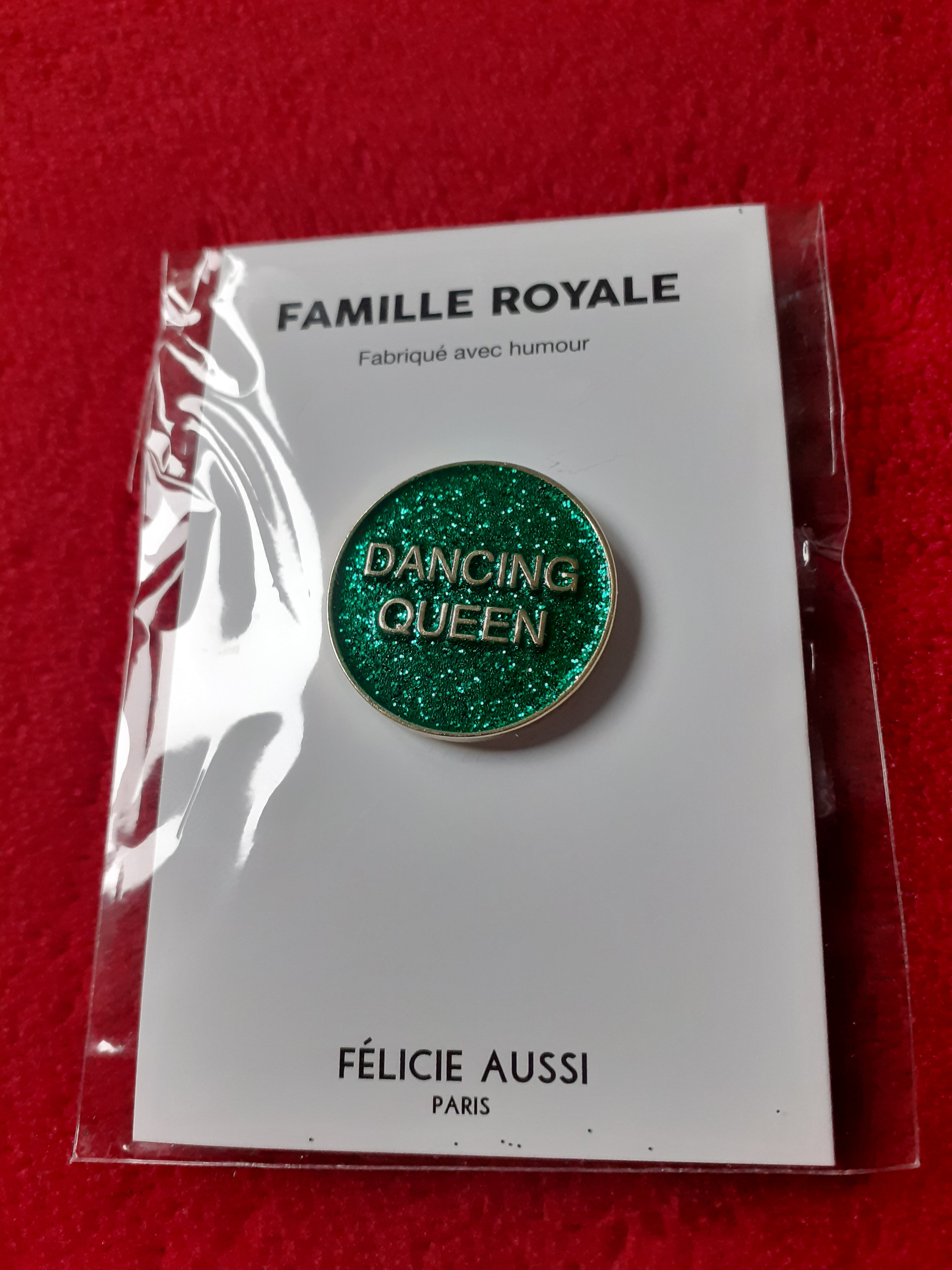Glitter pin - DANCING QUEEN - round green