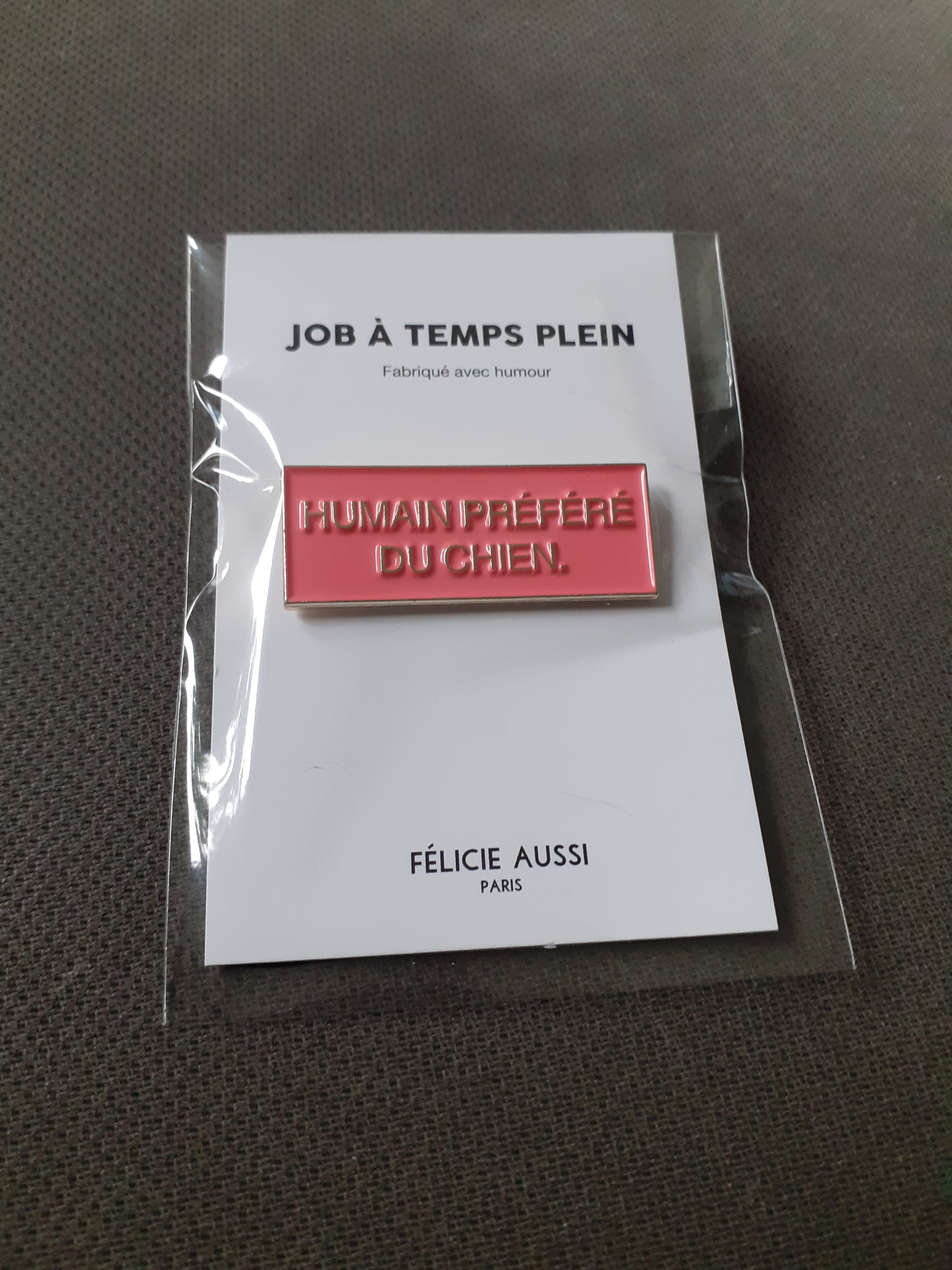 Rectangular pin badge - Dog's Favorite Human - Coral