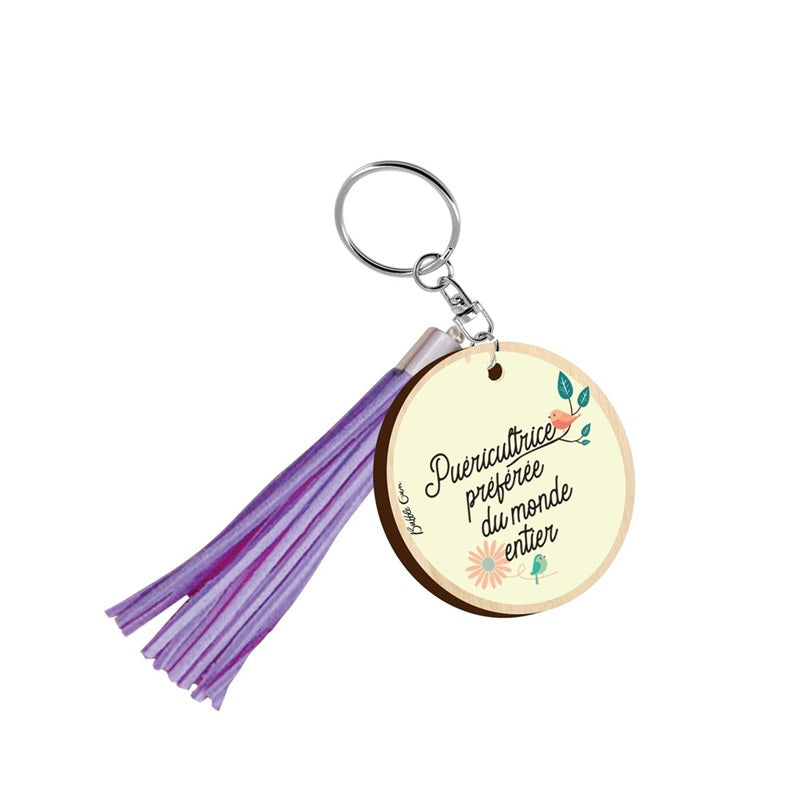 Wooden keyring with tassel - Mom I Love You So Much