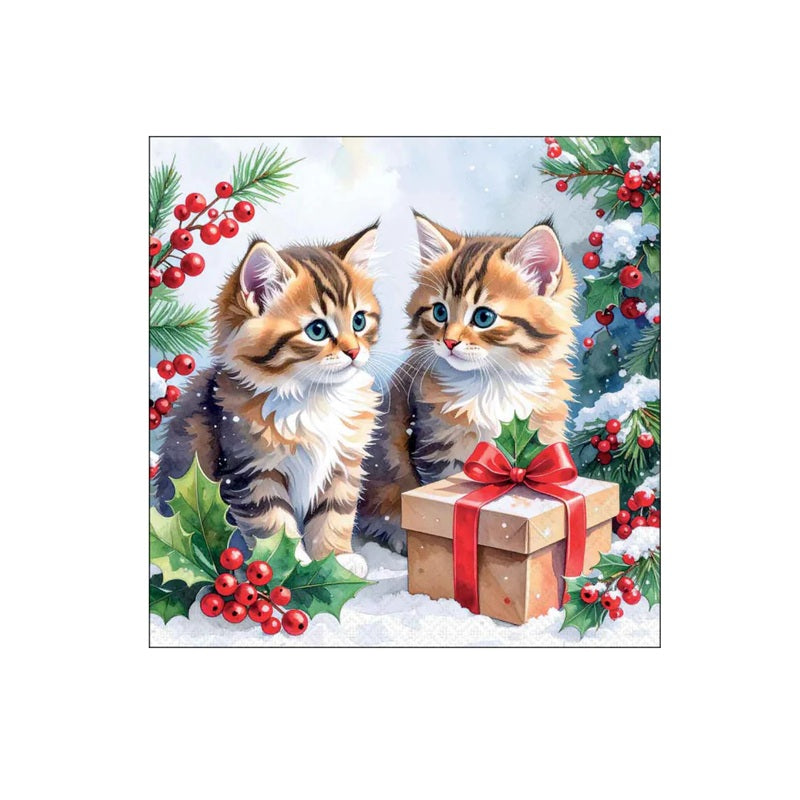 Serviettes en papier Chatons et cadeau