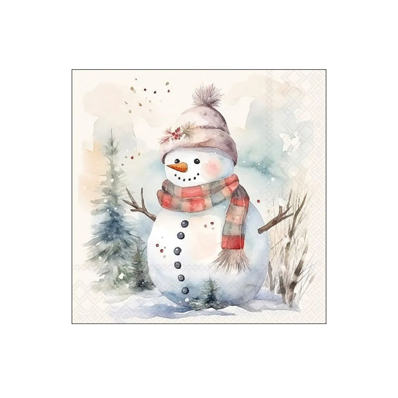 Serviettes en papier 33x33cm Bonhomme de neige 