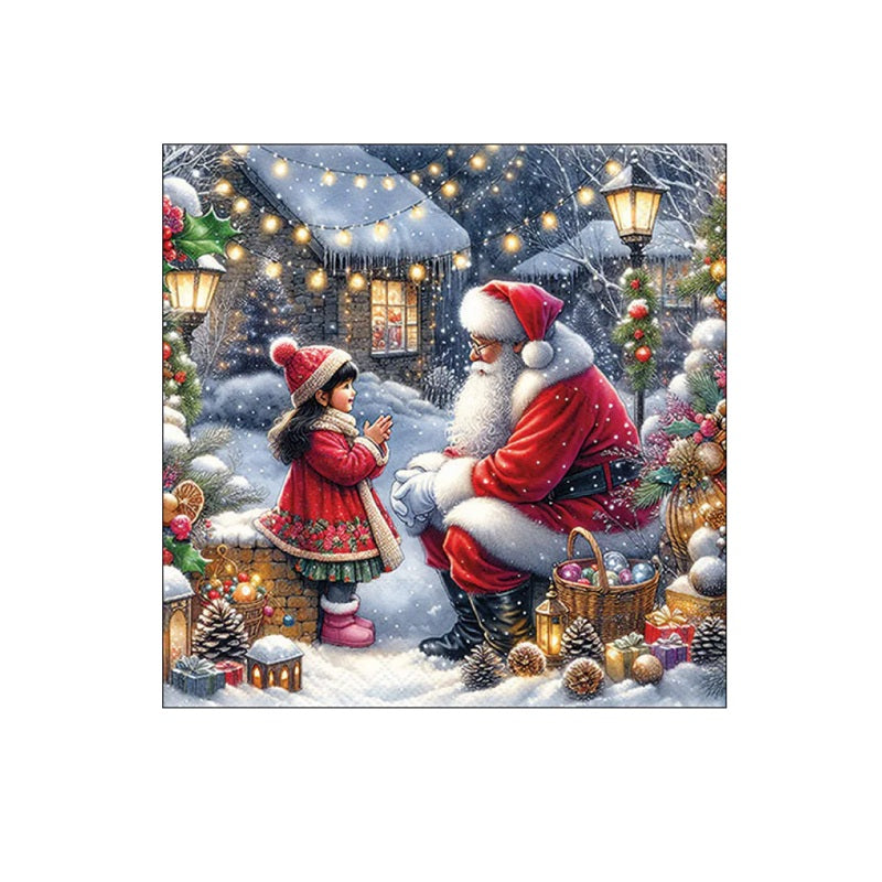 Serviettes en papier Père Noël & fillette 