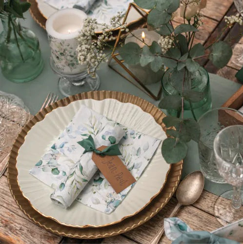 Serviettes en papier & bougie Eucalyptus All Over