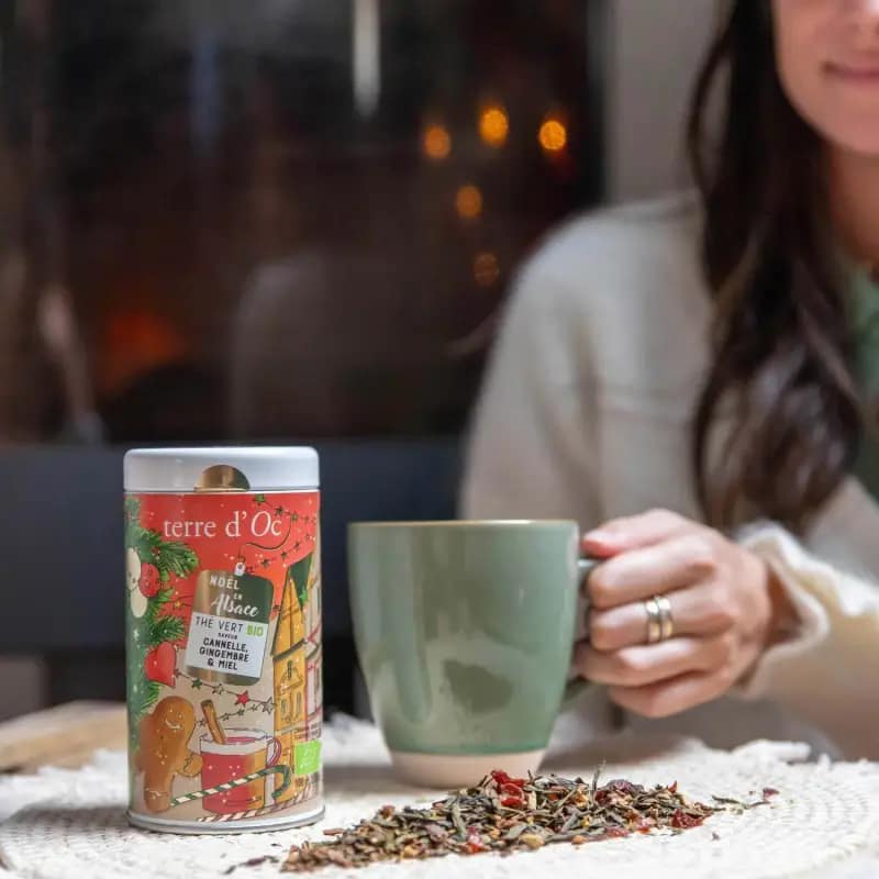 Terre d'Oc - Thé vert BIO - Noël en Alsace - boîte vrac 100gr