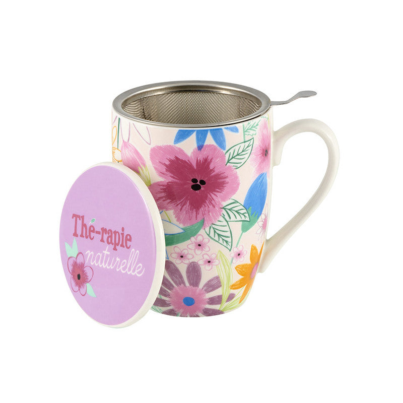 Mug with Infuser - Crayon Flowers