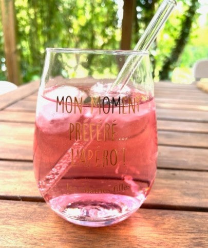 Cocktail Glass with Glass Straw
