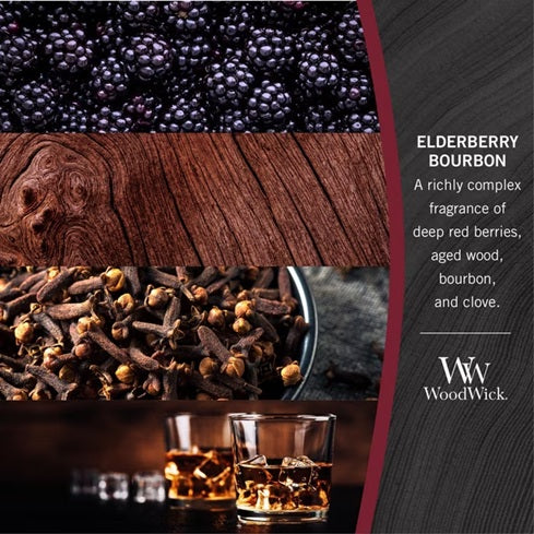 Woodwick Large Elderberry Bourbon (Eau de Vie de Sureau) 609gr
