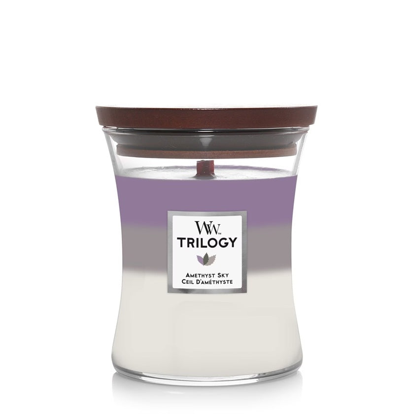 Woodwick Medium Trilogy Amethyst Sky (Ciel d'Améthyste) 275gr