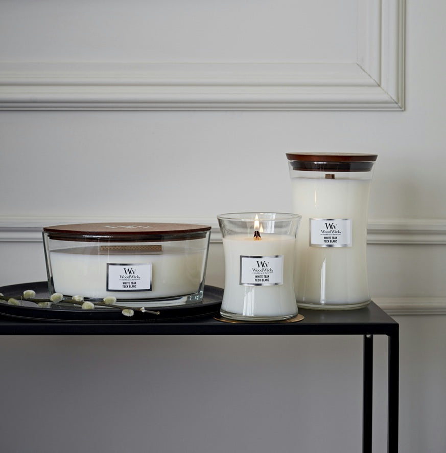Woodwick Large White Teak 609g