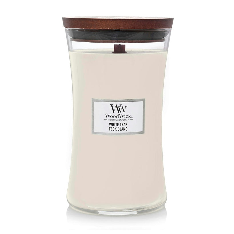 Woodwick Large White Teak 609g