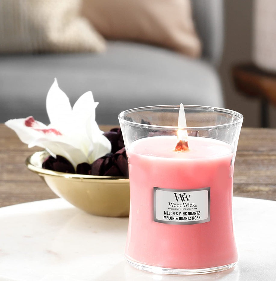 Woodwick Medium Melon & Pink Quartz 275g